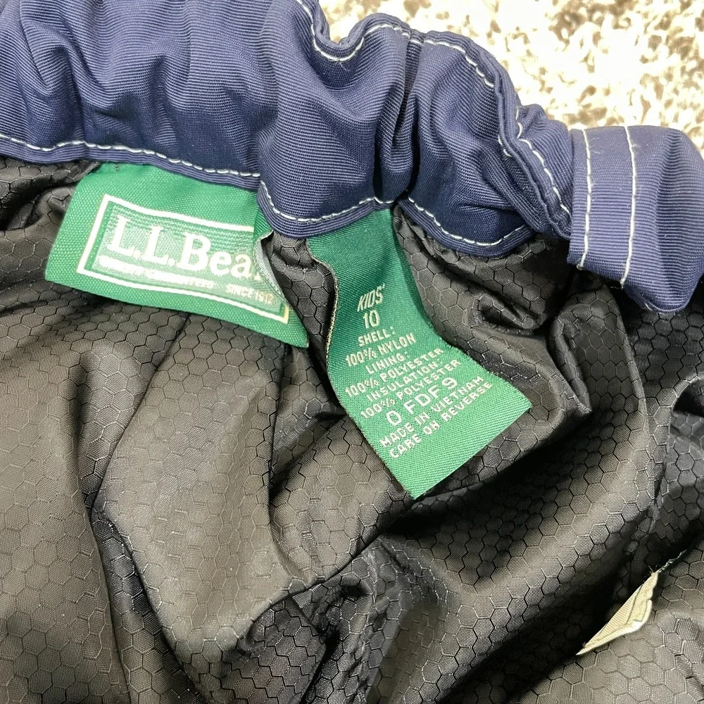 LL‎ Bean Snow Pants Kids Size 10 Insulated Ski Outdoor Nylon Blue Adjustable